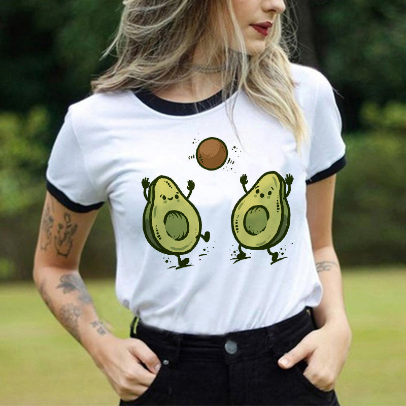 avocado vegan women t shirt ulzzang  kawaii cartoon tshirt harajuku 90s Graphic female short sleeve t-shirt summer clothes