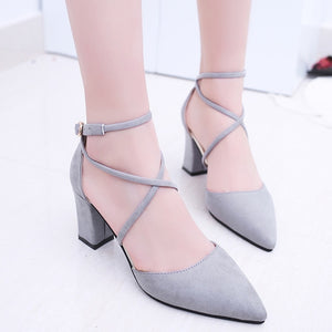 2020 Sandalias femeninas high heels Autumn Flock pointed sandals sexy high heels female summer shoes Female sandals mujer s040