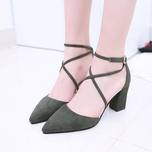 2020 Sandalias femeninas high heels Autumn Flock pointed sandals sexy high heels female summer shoes Female sandals mujer s040