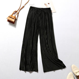 DASSWEI Summer Wide Leg Pants For Women Casual Elastic High Waist 2020 New Fashion Loose Long Pants Pleated Pant Trousers Femme