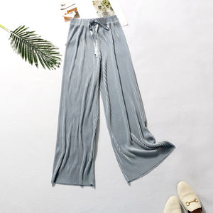 DASSWEI Summer Wide Leg Pants For Women Casual Elastic High Waist 2020 New Fashion Loose Long Pants Pleated Pant Trousers Femme