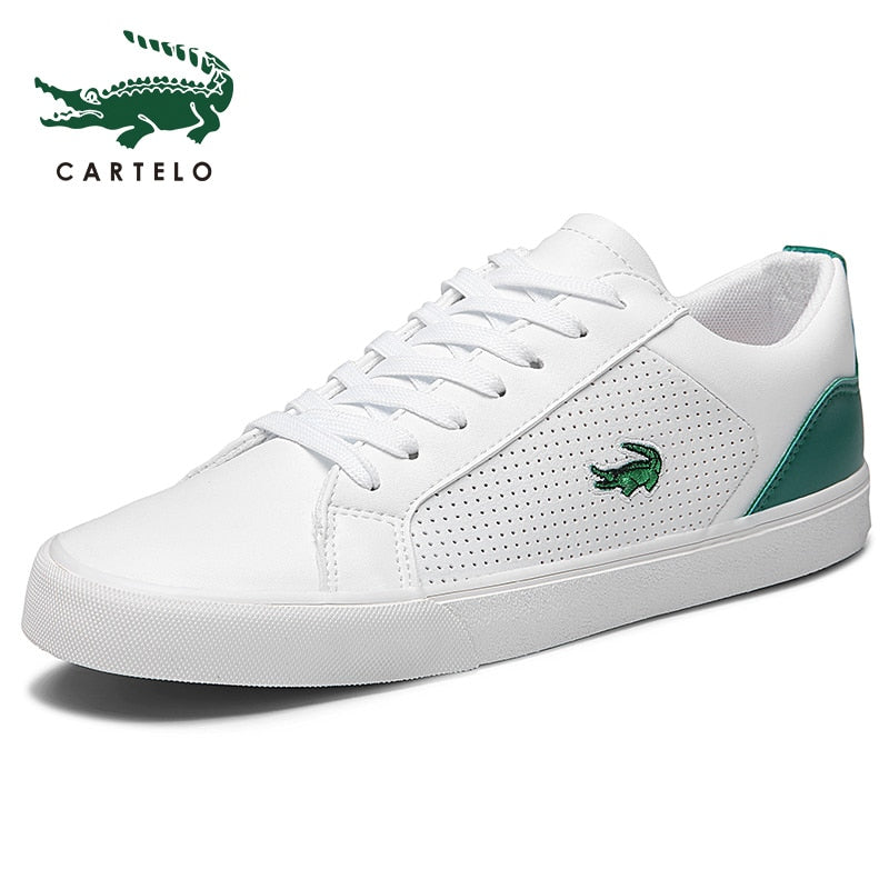 CARTELO 2020 New Casual Shoes Men Leather Flat Shoes Lace-up Low Top Sneakers Tenis Masculino