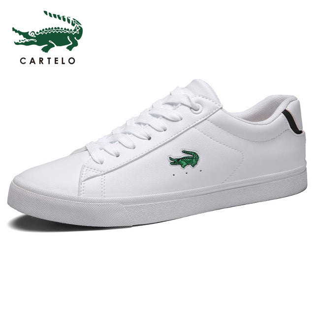 CARTELO 2020 New Casual Shoes Men Leather Flat Shoes Lace-up Low Top Sneakers Tenis Masculino